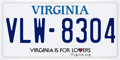 VA license plate VLW8304