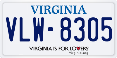 VA license plate VLW8305