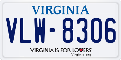 VA license plate VLW8306