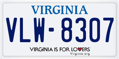 VA license plate VLW8307