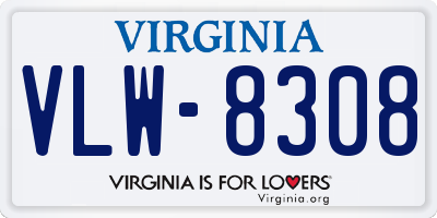 VA license plate VLW8308