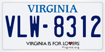 VA license plate VLW8312