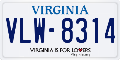 VA license plate VLW8314