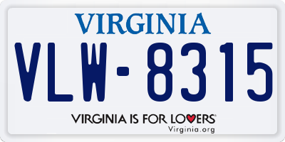 VA license plate VLW8315