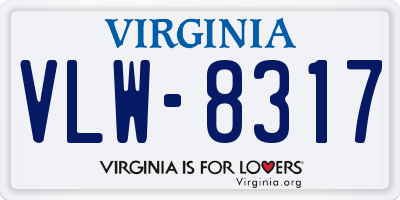 VA license plate VLW8317