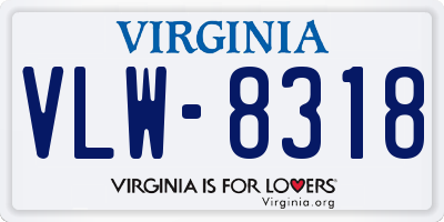 VA license plate VLW8318