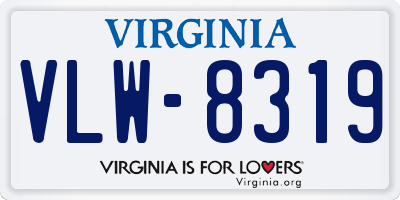 VA license plate VLW8319