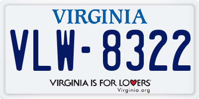 VA license plate VLW8322