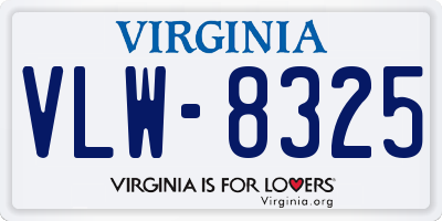 VA license plate VLW8325