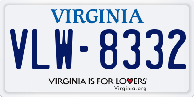 VA license plate VLW8332