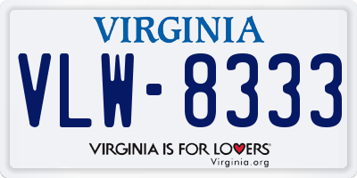 VA license plate VLW8333