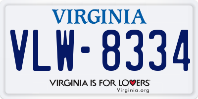 VA license plate VLW8334