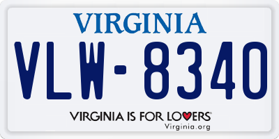 VA license plate VLW8340