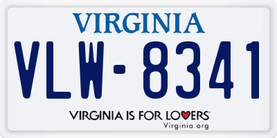 VA license plate VLW8341