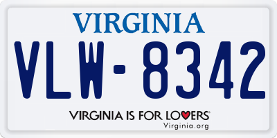 VA license plate VLW8342