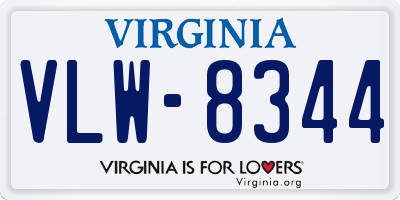 VA license plate VLW8344