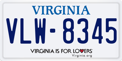 VA license plate VLW8345