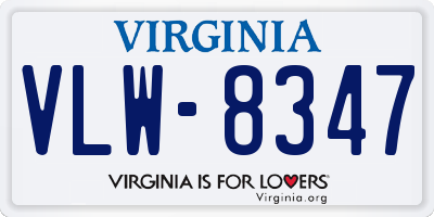 VA license plate VLW8347