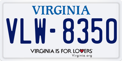 VA license plate VLW8350