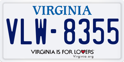 VA license plate VLW8355