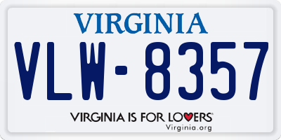 VA license plate VLW8357