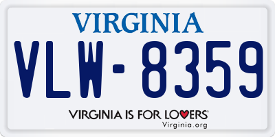 VA license plate VLW8359