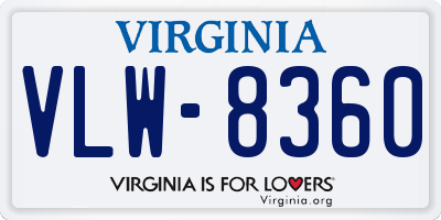 VA license plate VLW8360