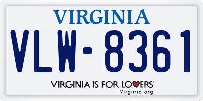 VA license plate VLW8361