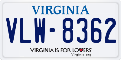 VA license plate VLW8362