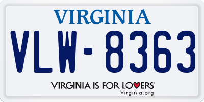 VA license plate VLW8363