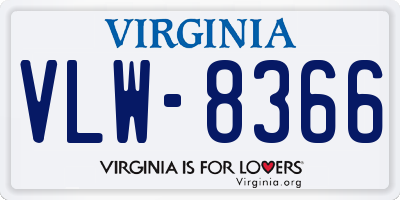 VA license plate VLW8366