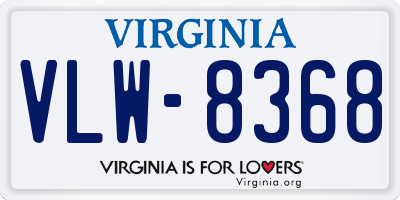 VA license plate VLW8368