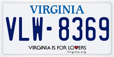 VA license plate VLW8369