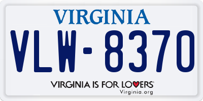 VA license plate VLW8370