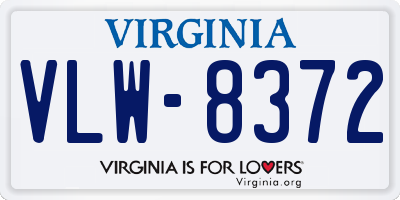 VA license plate VLW8372