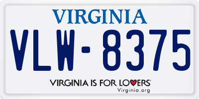 VA license plate VLW8375