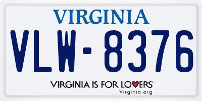 VA license plate VLW8376