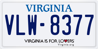 VA license plate VLW8377