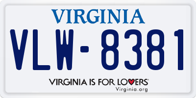 VA license plate VLW8381