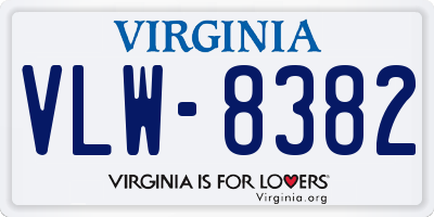 VA license plate VLW8382