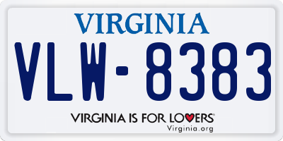 VA license plate VLW8383