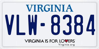 VA license plate VLW8384