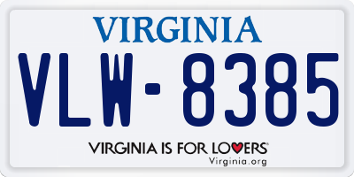 VA license plate VLW8385