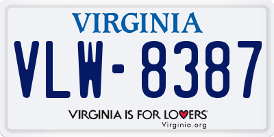 VA license plate VLW8387