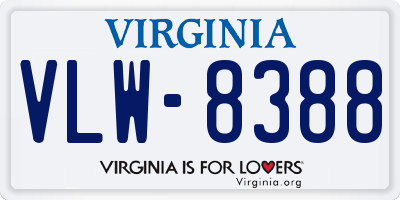 VA license plate VLW8388