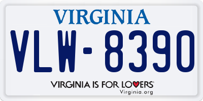 VA license plate VLW8390