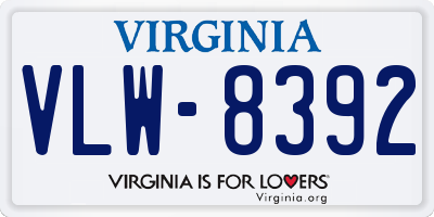 VA license plate VLW8392