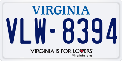 VA license plate VLW8394