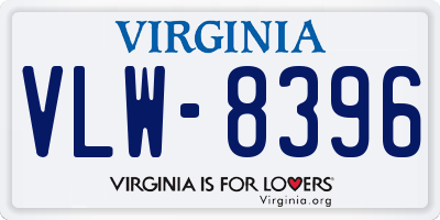 VA license plate VLW8396