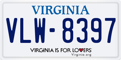 VA license plate VLW8397